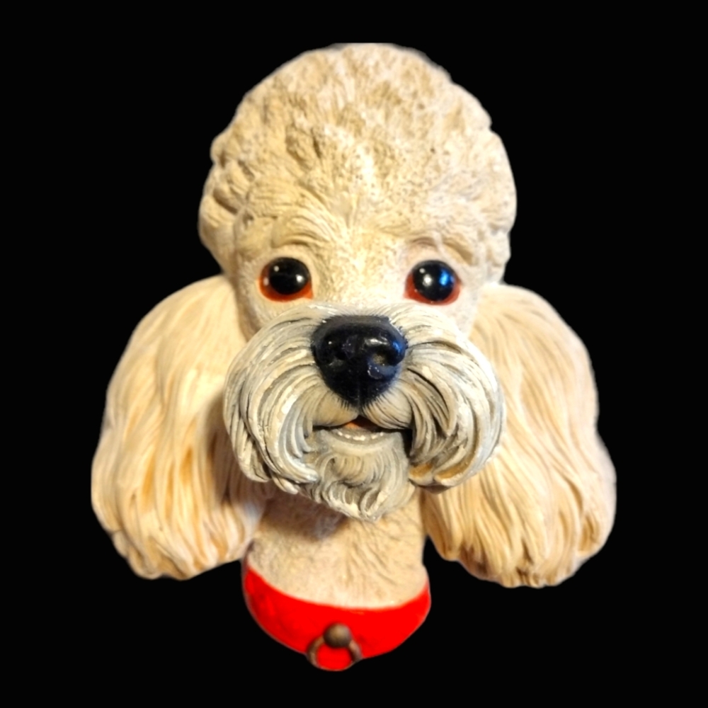 Vintage white poodle chalkware